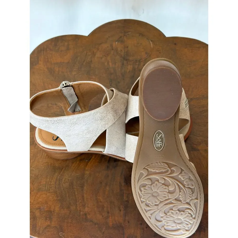 NIB Sofft Camille Strappy Leather Comfort Sandal - Tapioca Tan #0590 SZ 11